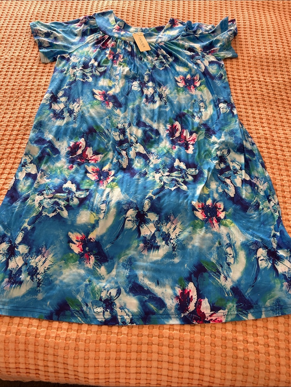 Ekouaer Softer Pajamas Sweeter Dreams Women’s Blue Floral XL MuMu House Dress NW